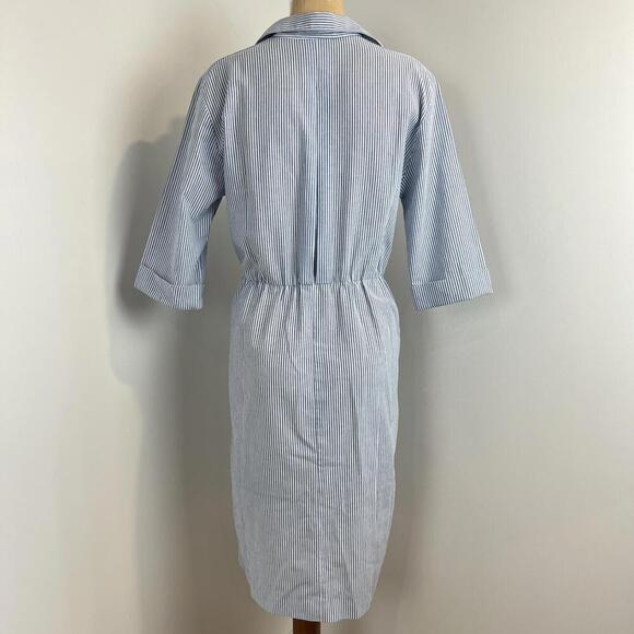 VTG Willi of California Womens M/L Blue White Striped Nautical Button Down Dress - Picture 3 of 13
